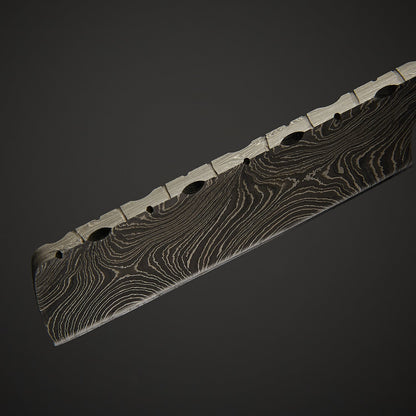 Damascus Steel Straight Razor Folding Knife Colorful Wooden Handle, Leather Sheath Knives Craft