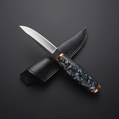 🔪 Hand-Forged Stainless Steel Utility Knife with Stone Mosaic Handle & Leather Sheath 🔪 Knives Craft