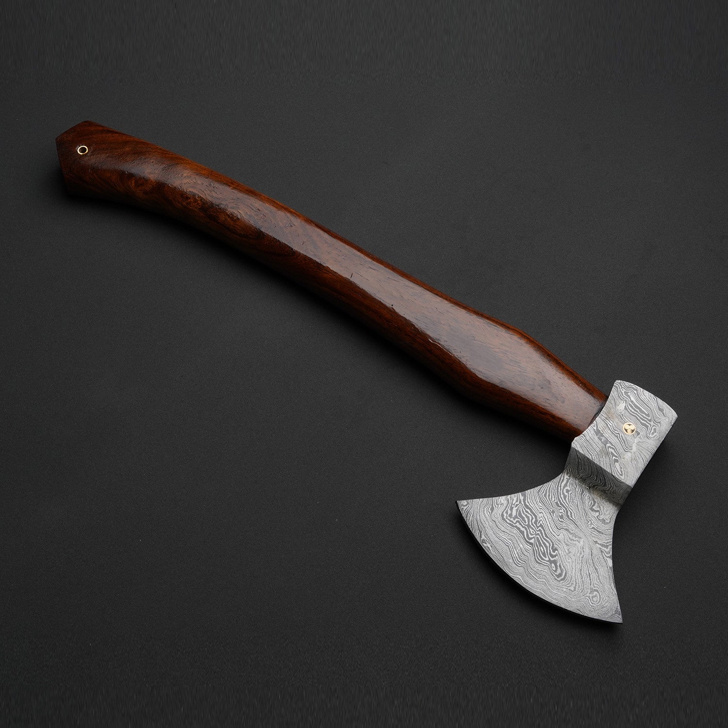 Hand-Forged Damascus Steel Axe – Hardwood Handle with Leather Sheath knivescraft