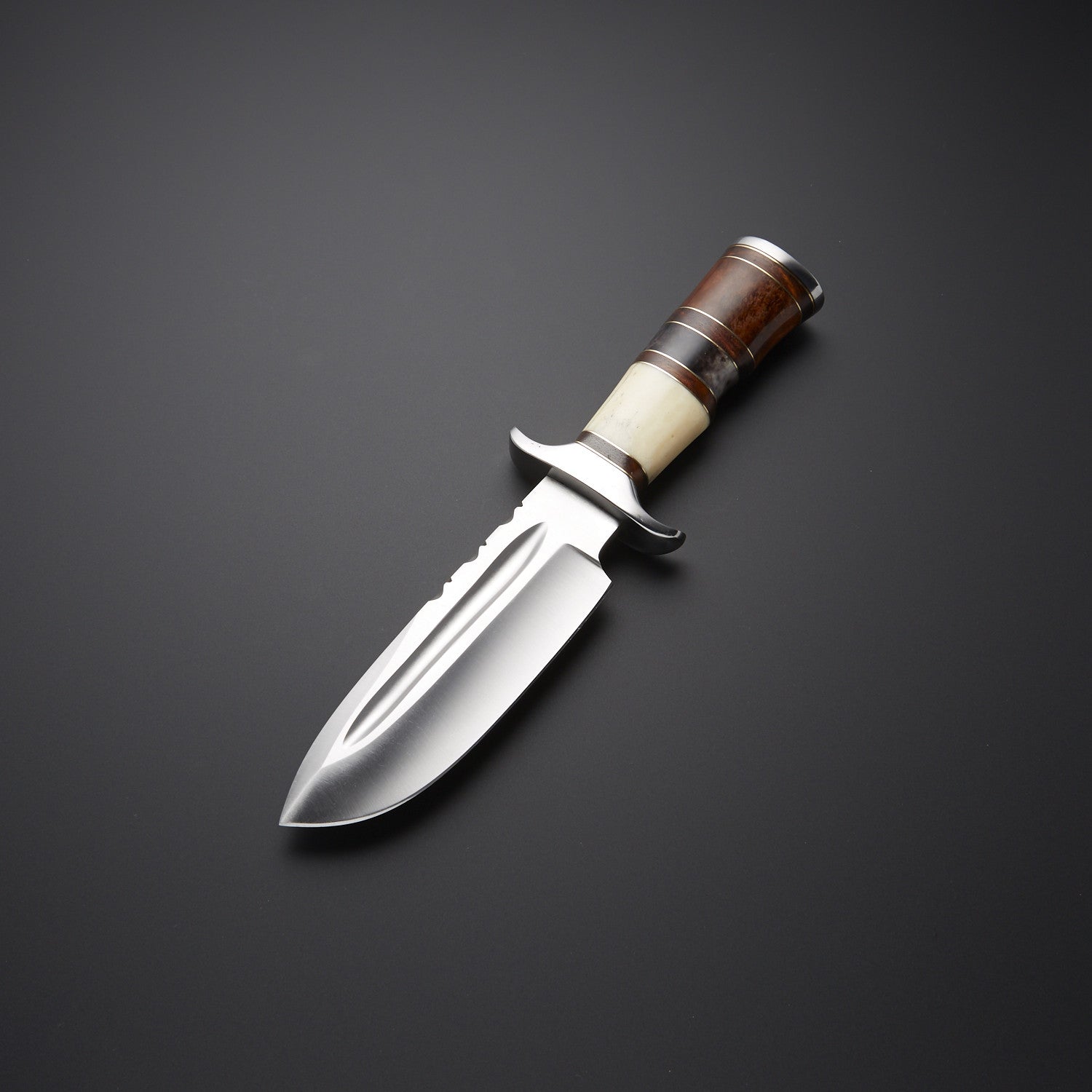 Custom Handmade Hunting Knife with Bone &amp; Wood Handle + Leather Sheath Knives Craft