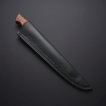 Hand-Forged Damascus Steel Chef Knife – Resin Handle with Leather Sheath Knives Craft
