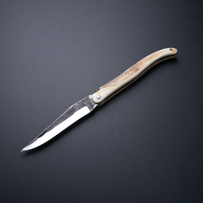 Handcrafted Folding Knife - Premium Damascus Blade, Elegant Bone Handle 🔪 Knives Craft