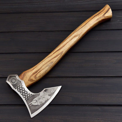 Handcrafted Viking Axe with Engraved Blade & Wooden Handle 🪓 knivescraft