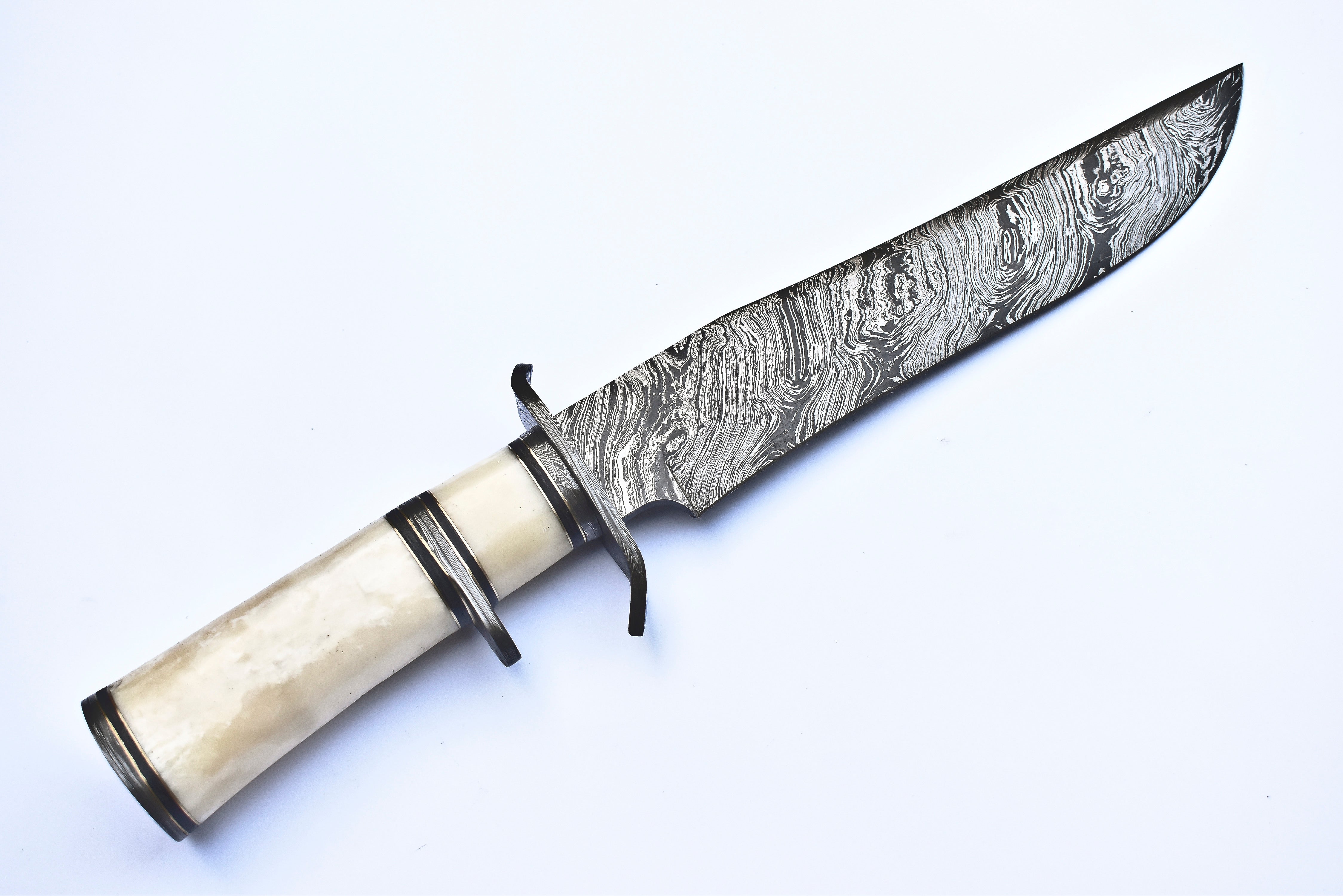 Handmade Bowie Knife – 16” Damascus Steel Twist Fire Blade Knives Craft