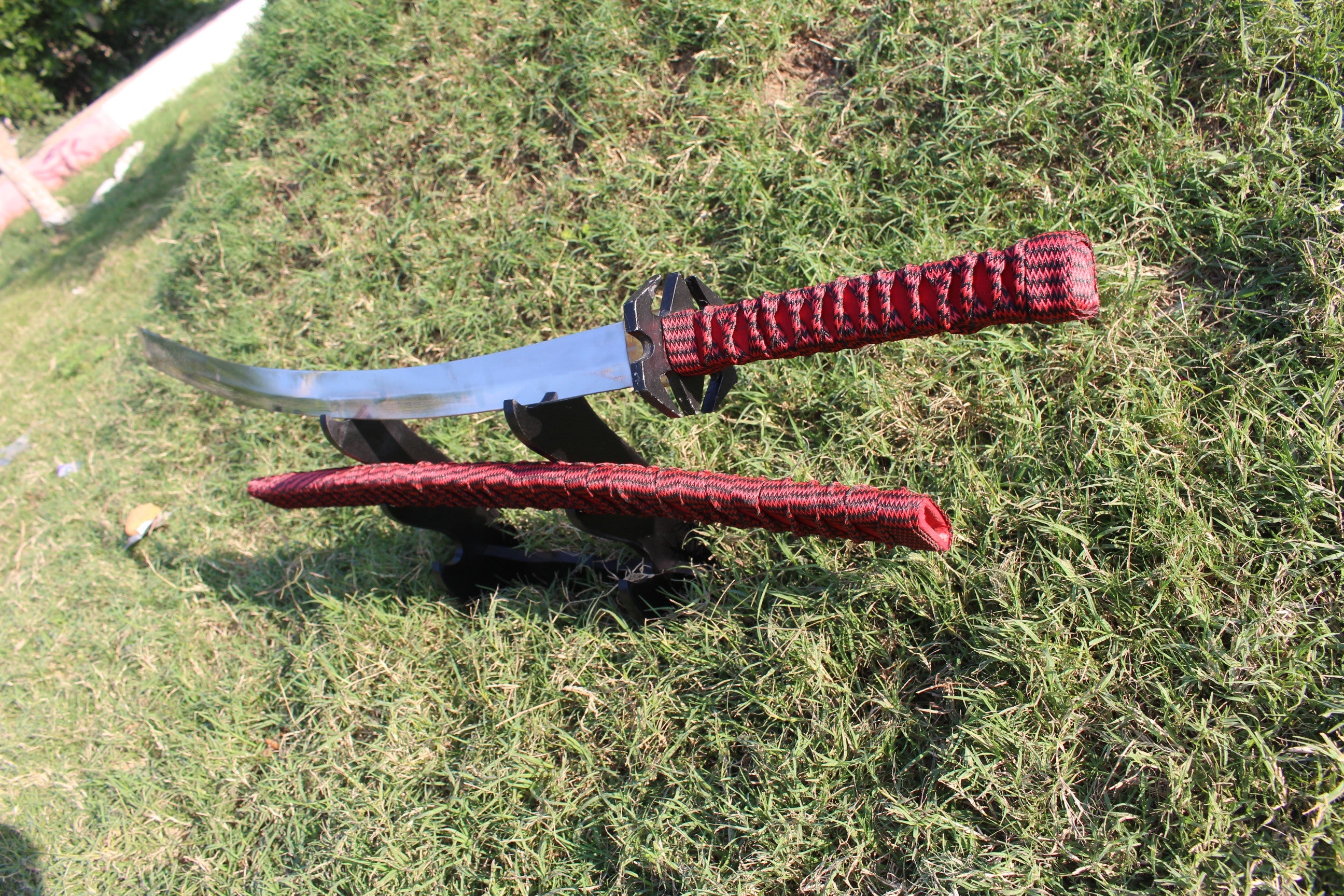 Red Wrapped 5160 Steel Katana Sword Knives Craft