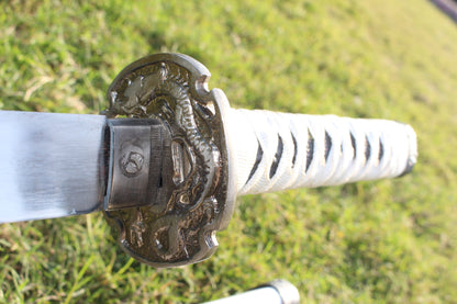 White-Wrapped 5160 Steel Katana Sword – Premium Handcrafted Blade Knives Craft