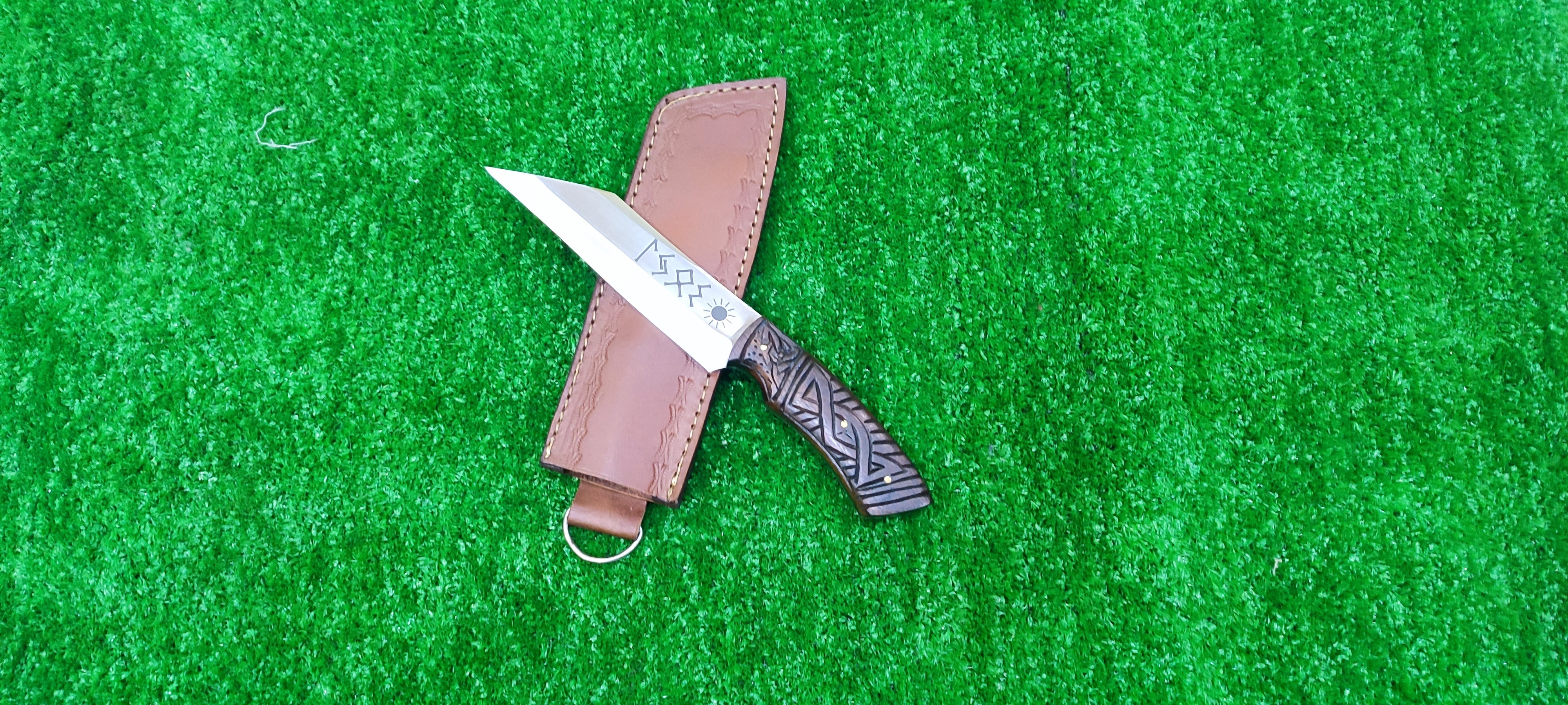 🔪 Hand-Forged Seax Chef Knife – J2 Steel & Engraved Rosewood Knives Craft
