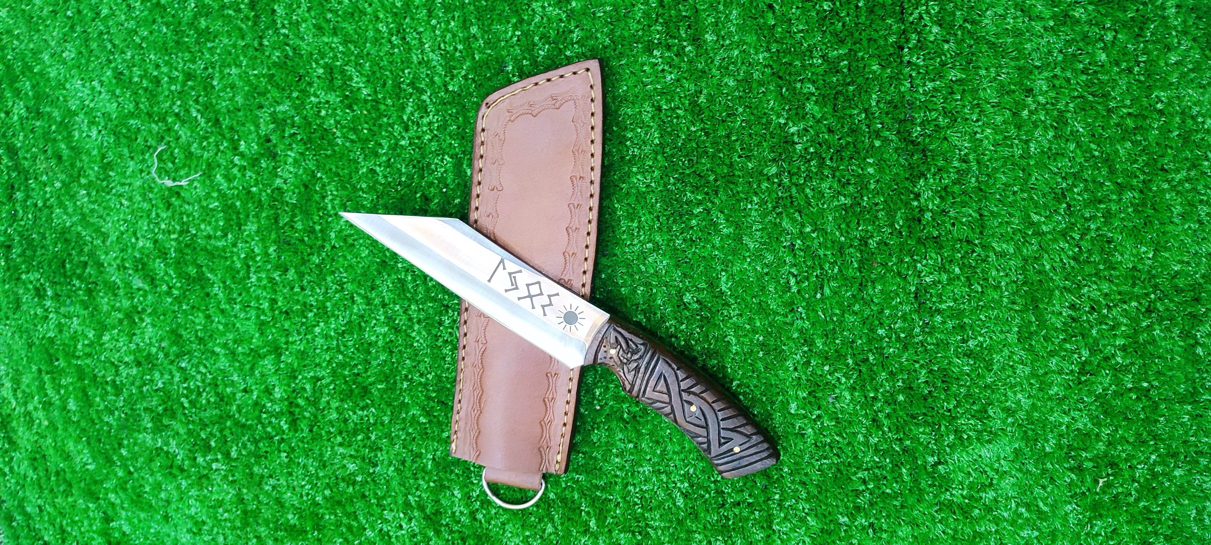 Handforged Seax Knife – 10.5” J2 Steel Full Tang Blade Knives Craft