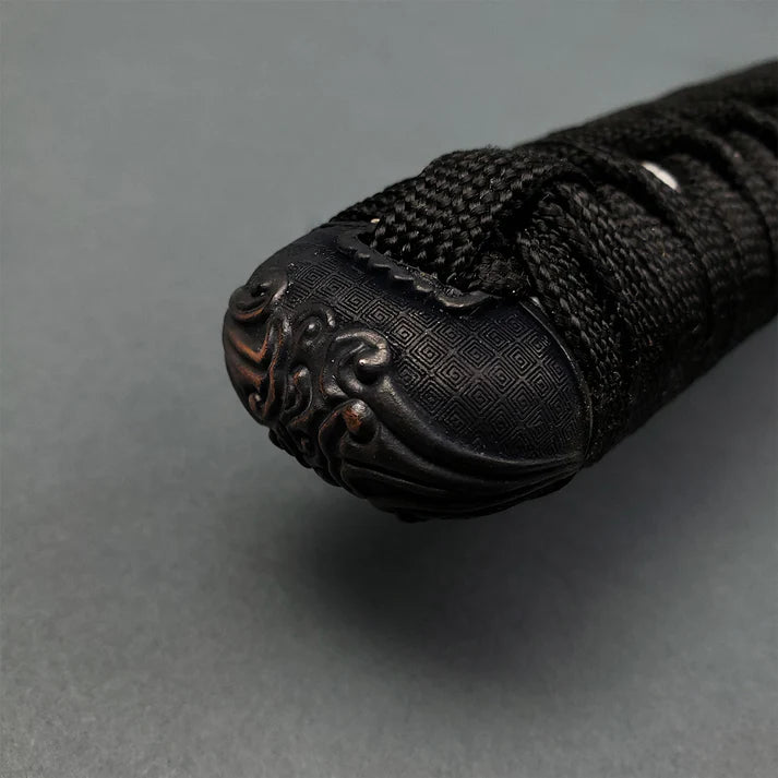 Hand-Forged Samurai Katana with Black Handle &amp; Glossy Scabbard Knives Craft