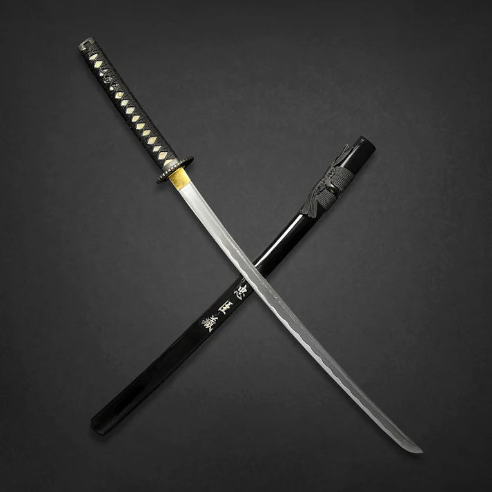 Handcrafted Samurai Katana with Black Scabbard – Exquisite Handcrafted Blade Knives Craft