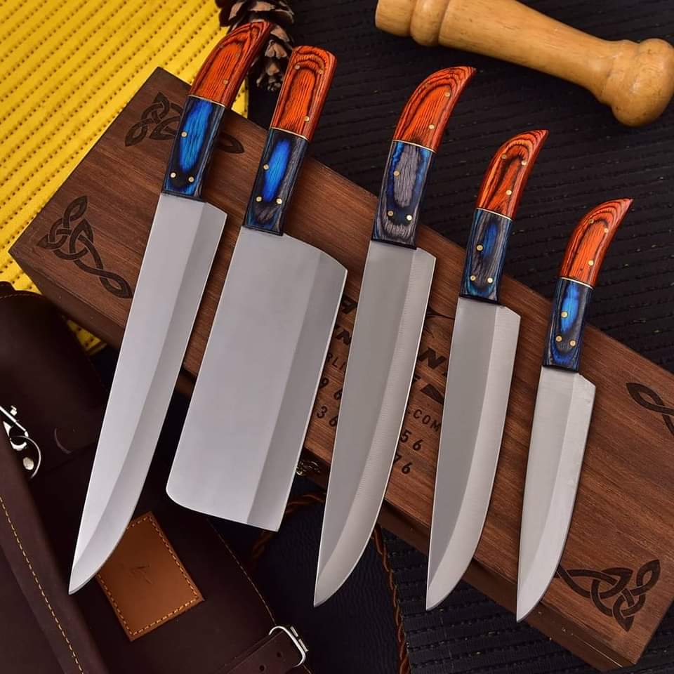 6-Piece Handmade Chef Knife Set with Leather Bag Knives Craft