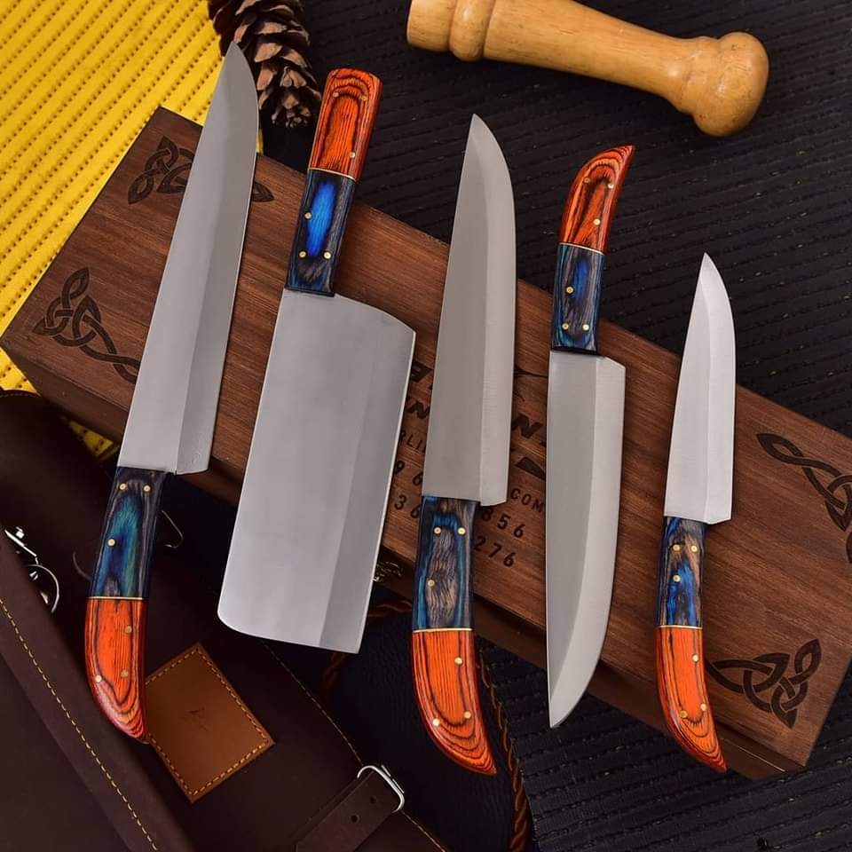 6-Piece Handmade Chef Knife Set with Leather Bag Knives Craft