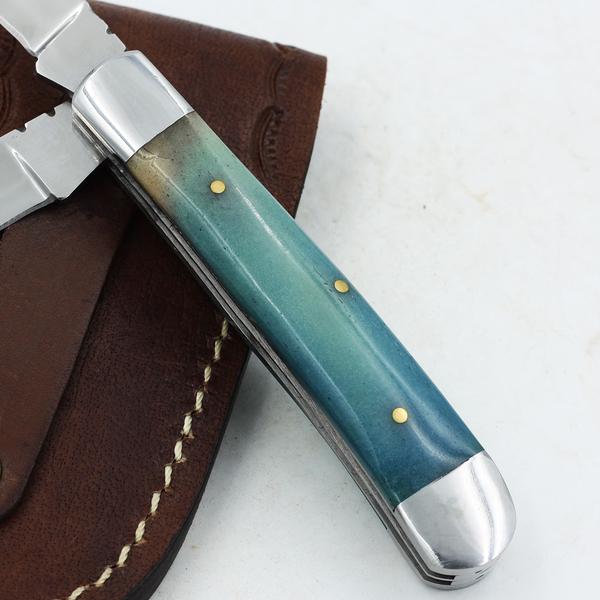 Classic Trapper Pocket Knife with Leather Sheath Knives Craft