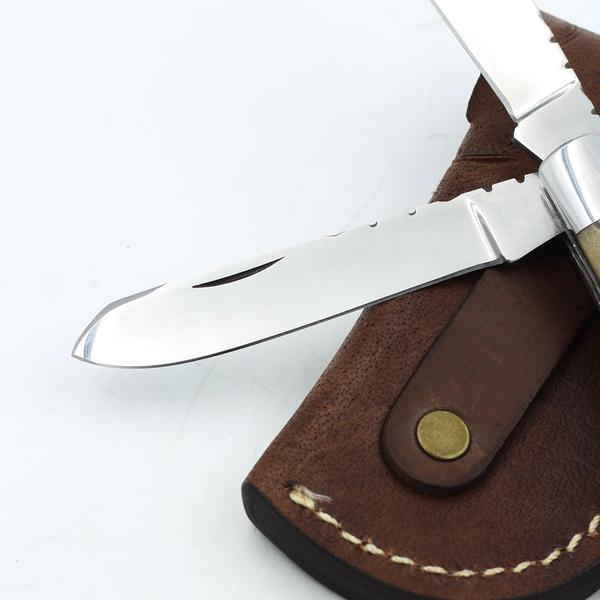 Classic Trapper Pocket Knife with Leather Sheath Knives Craft