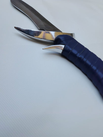 Fantasy Damascus Steel Bowie Knife with Moon Splinted Handle