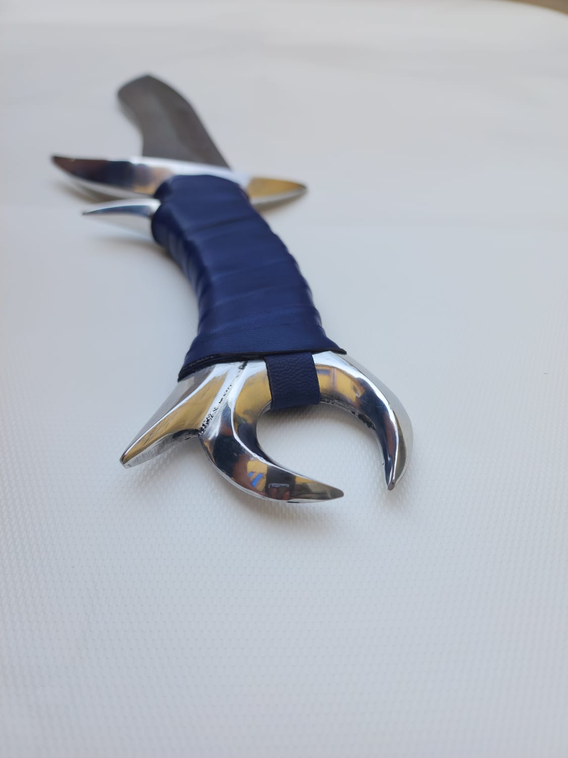 Fantasy Damascus Steel Bowie Knife with Moon Splinted Handle