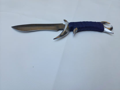 Fantasy Damascus Steel Bowie Knife with Moon Splinted Handle