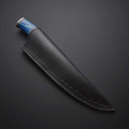 Handmade Full Tang Chef Knife with Wooden & Resin Handle – Includes Leather Sheath Knives Craft