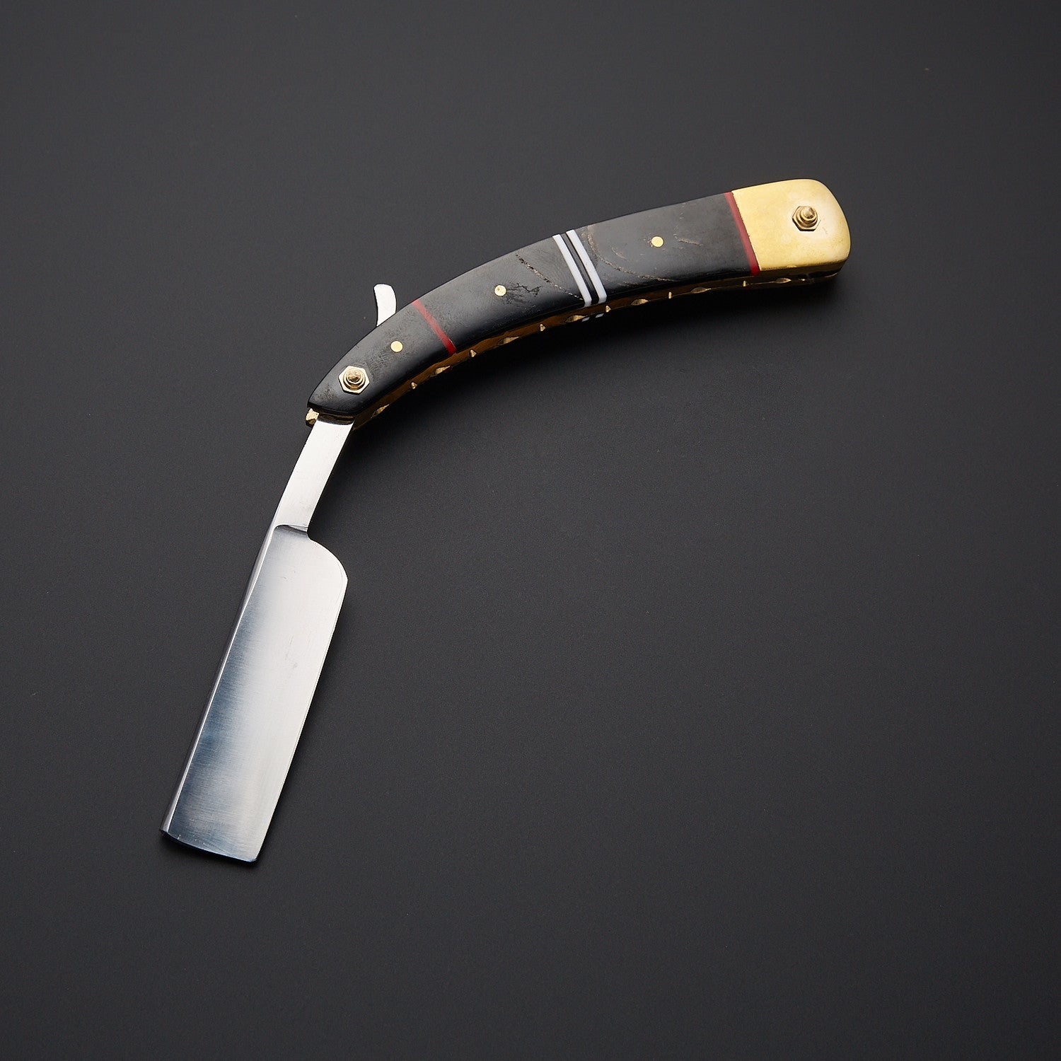 Damascus Steel Straight Razor Folding Knife Sleek Wooden Handle, Leather Sheath Knives Craft