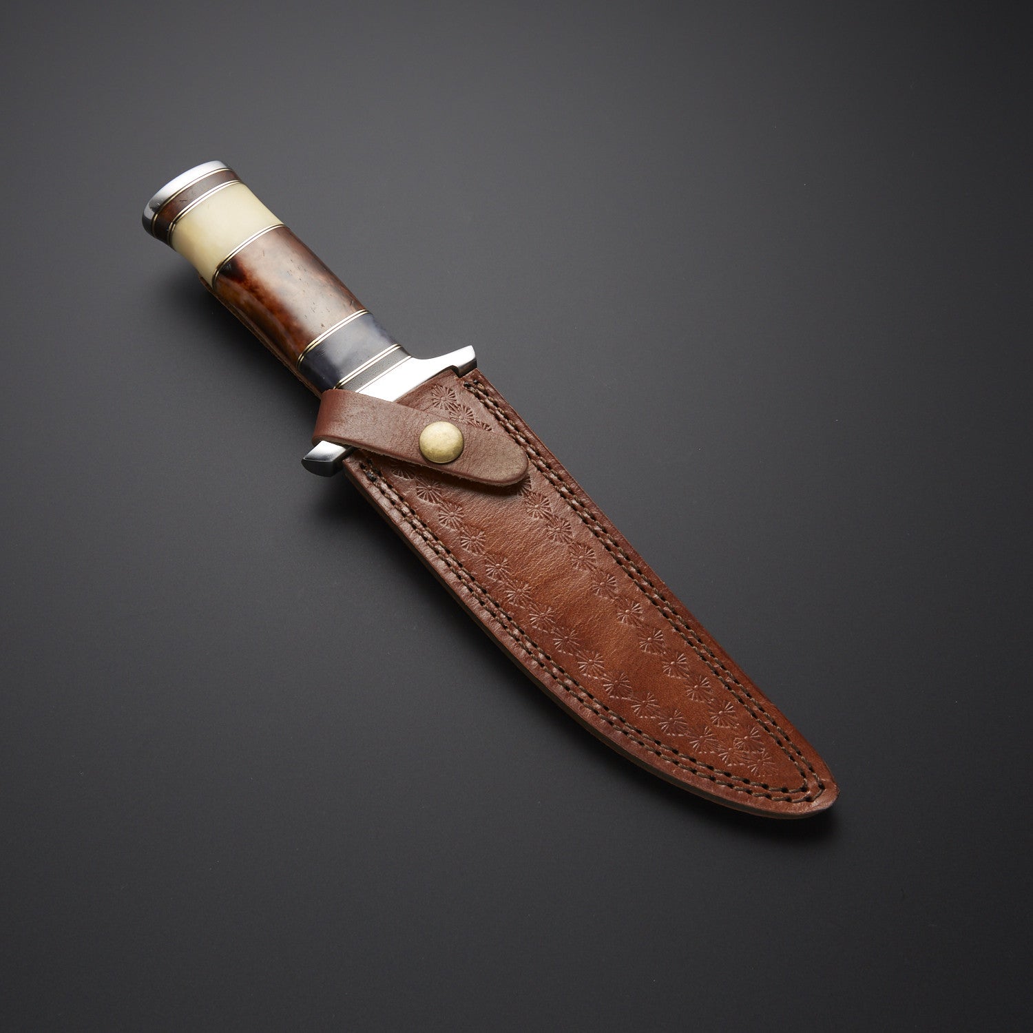 Custom Handmade Hunting Knife with Bone & Wood Handle + Leather Sheath Knives Craft