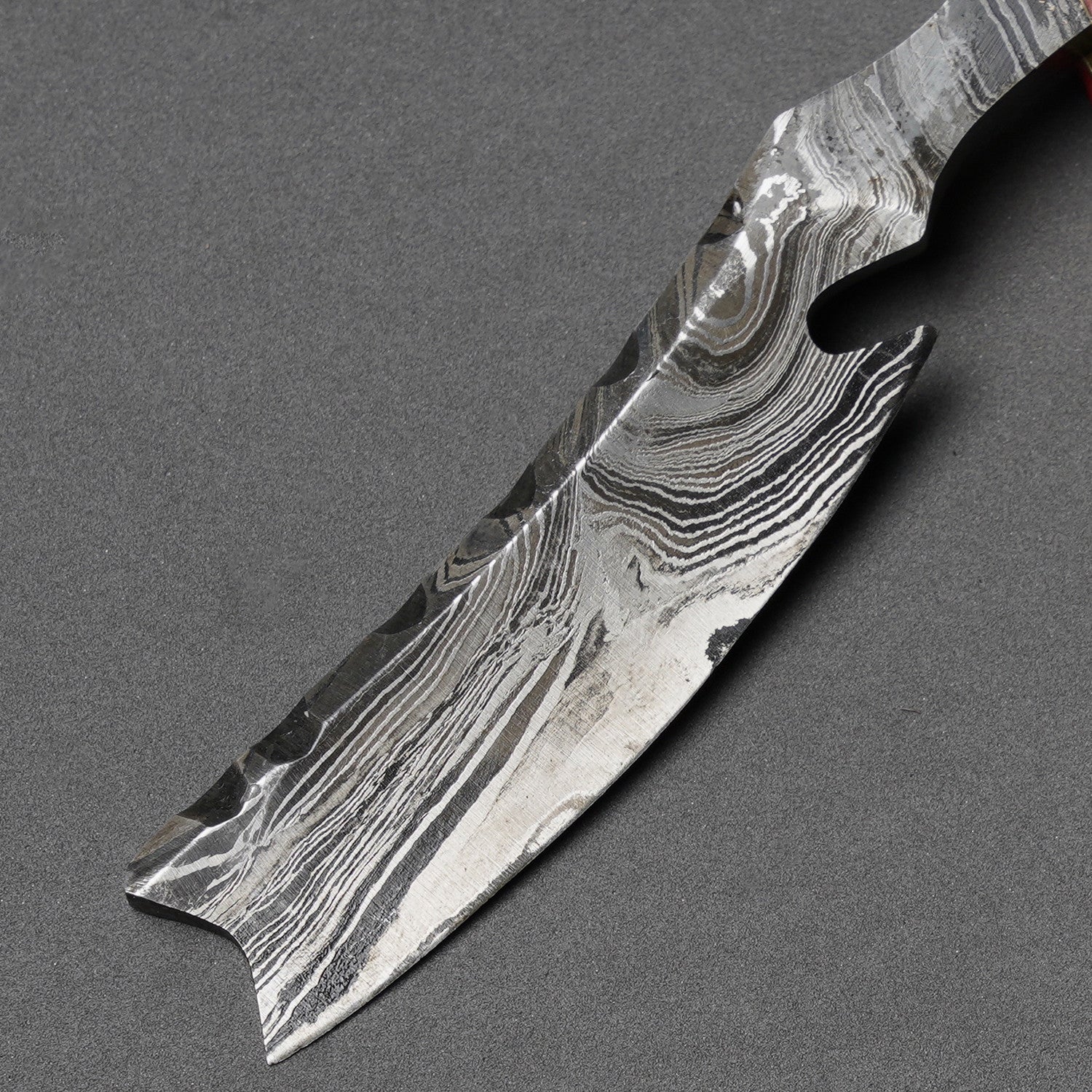 Damascus Steel Straight Razor Folding Knife  Bold Wooden Handle, Leather Sheath Knives Craft