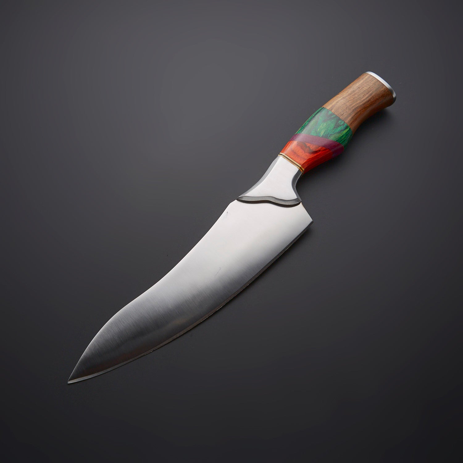 Professional Chef Knife with Multicolor Wood Handle &amp; Leather Sheath Knives Craft