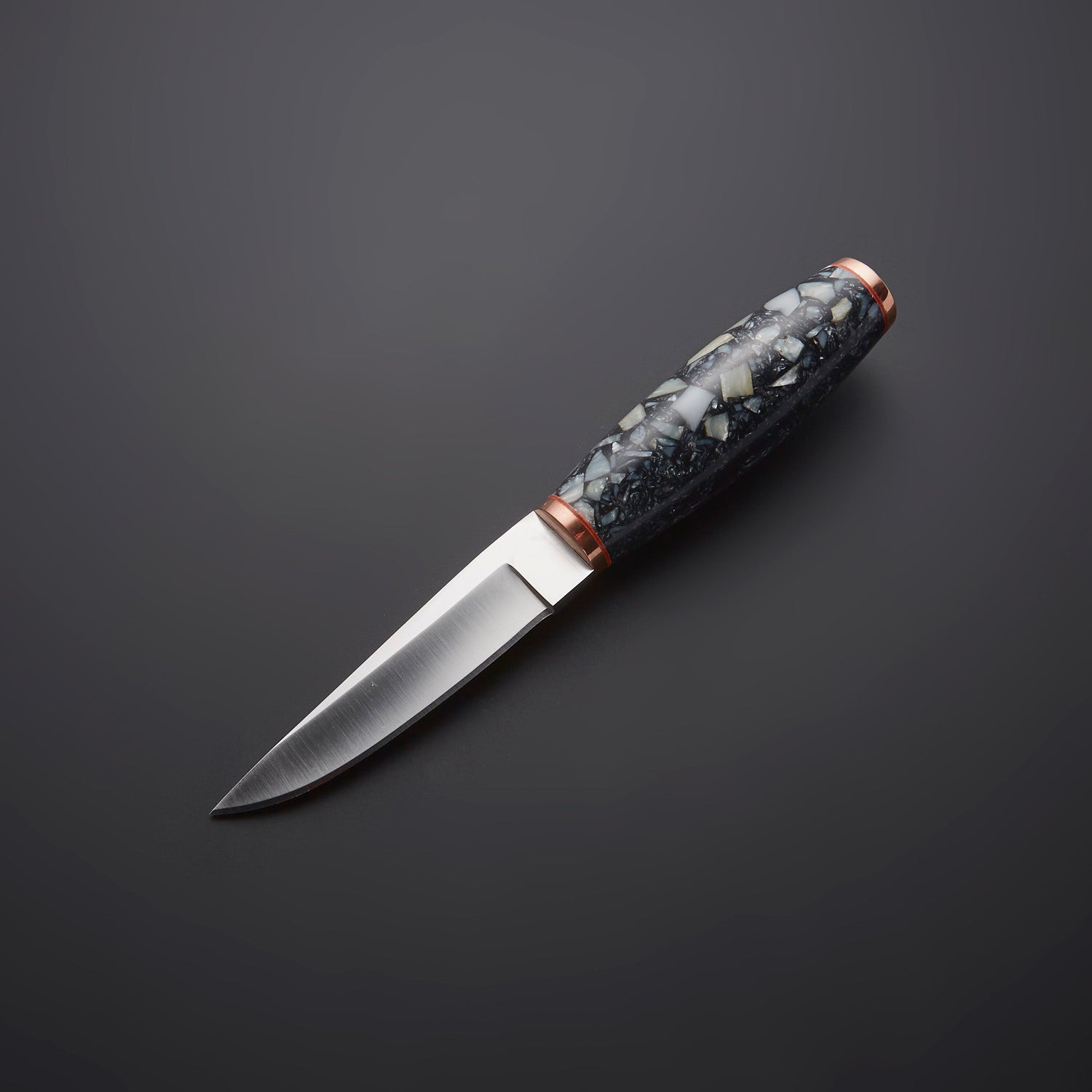 🔪 Hand-Forged Stainless Steel Utility Knife with Stone Mosaic Handle & Leather Sheath 🔪 Knives Craft