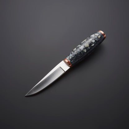 🔪 Hand-Forged Stainless Steel Utility Knife with Stone Mosaic Handle & Leather Sheath 🔪 Knives Craft