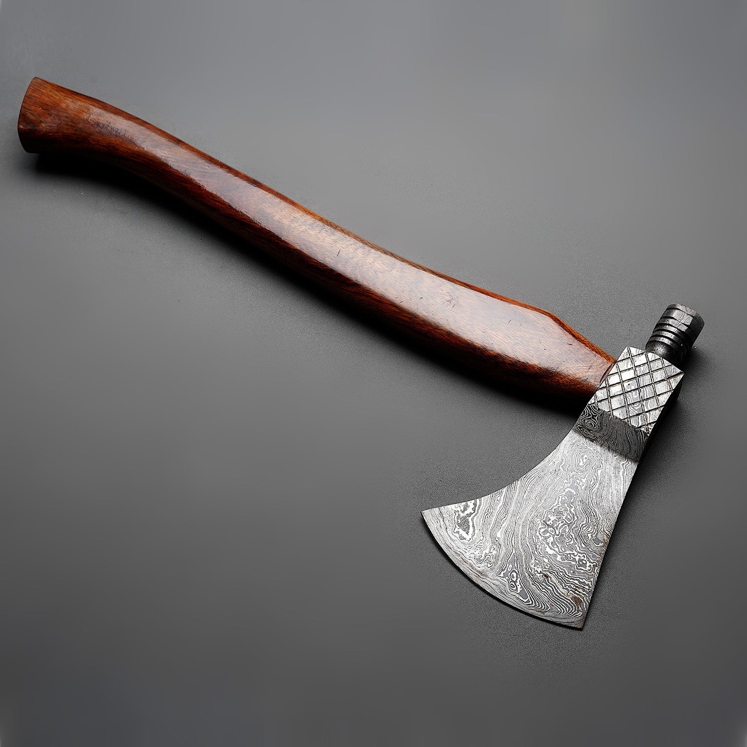Hand-Forged Damascus Steel Viking Axe – With Leather Sheath Knives Craft