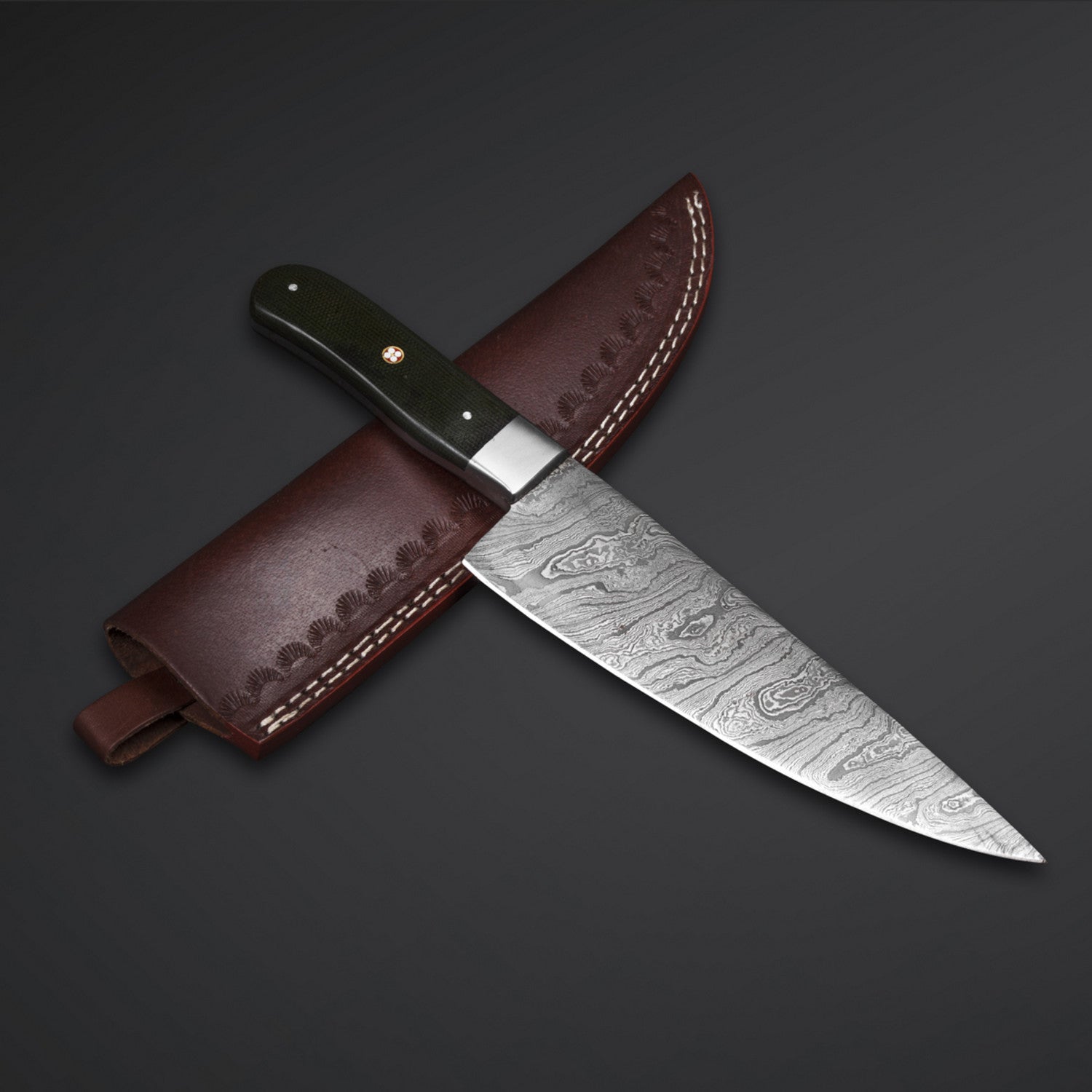 Hand-Forged Damascus Steel Chef Knife with Leather Sheath Knives Craft
